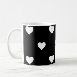Caneca De Café Padrão Minimalista do Coração Negro e Branco