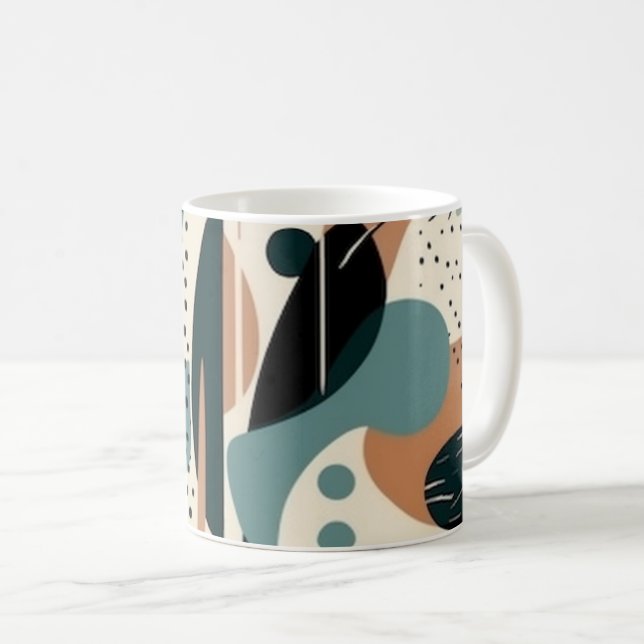 Caneca De Café Padrão mínimo de Abstrato sem costura - Geométrico (Frente Esquerda)