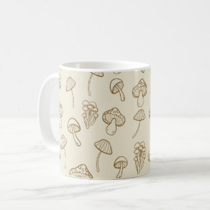 Caneca De Café Padrão Mínimo de Cogumelos Cuto