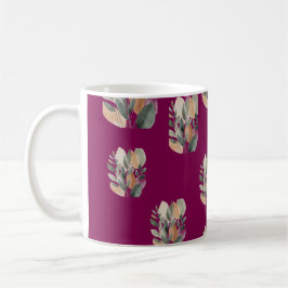 Caneca De Café Padrão Mínimo de Folhas Botânicas