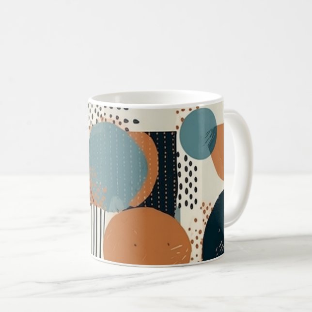 Caneca De Café Padrão mínimo sem costura Abstrato - Geométrico (1 (Frente Esquerda)