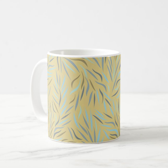 Caneca De Café Padrão Moderno Amarelo Azul (Frente Esquerda)