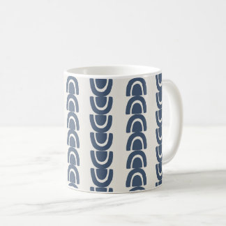 Caneca De Café Padrão Moderno de Listra de Arco Orgânico Azul Cre