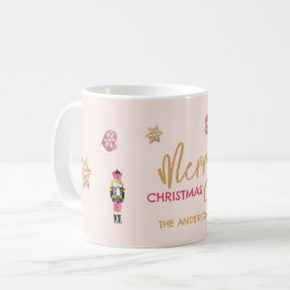 Caneca De Café Padrão Moderno de Natal Rosa Pastel
