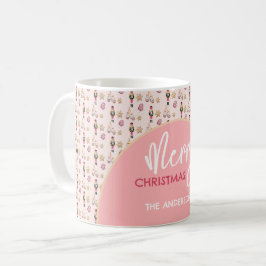 Caneca De Café Padrão Moderno de Natal Rosa Pastel
