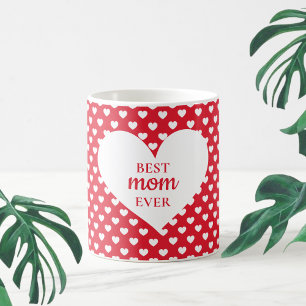Caneca De Café Padrão Moderno do Coração Vermelho Melhor Mãe Nunc