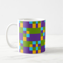 Caneca De Café Padrão multicolorido abstrato com quadrados