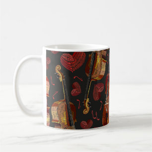 Caneca De Café Padrão Musical Violin Red Heart