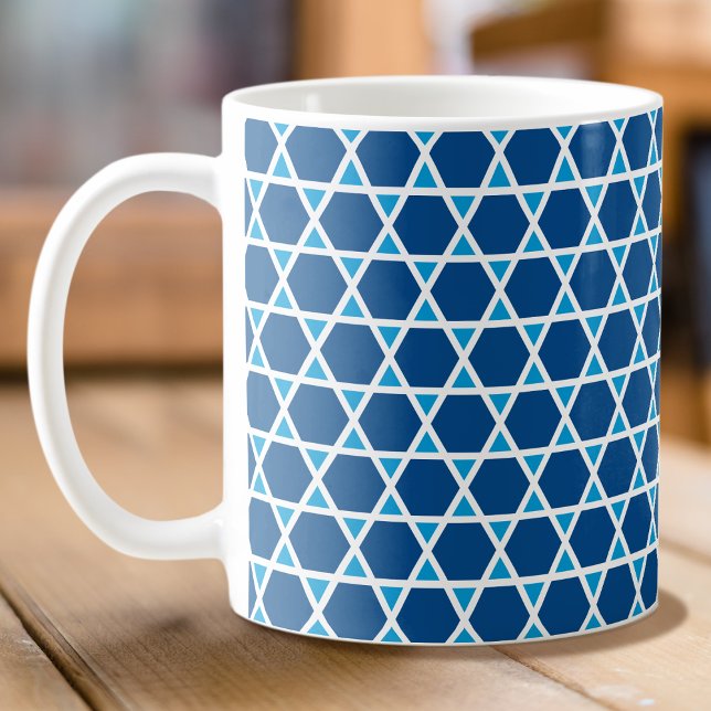Caneca De Café Padrão Na moda Blue & White Star (Criador carregado)