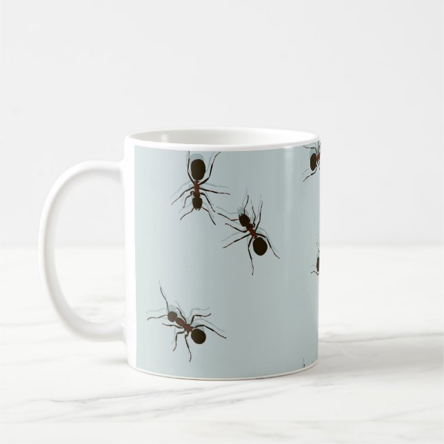 Caneca De Café Padrão Na moda de Formigas Vermelhas Chaóticas (Esquerda)