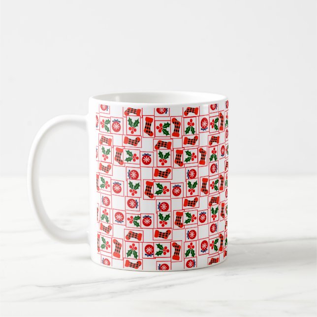 Caneca De Café Padrão natalício festivo (Esquerda)