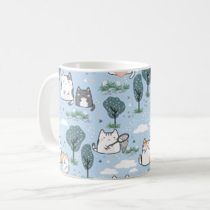 Caneca De Café Padrão Natural do Gato Primavera de Kawaii
