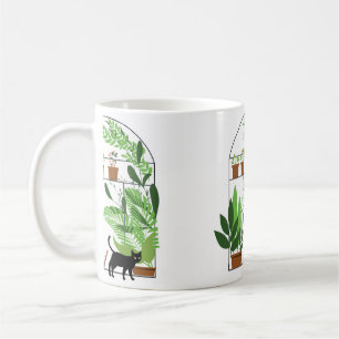 Caneca De Café Padrão natural, estufa, jardinagem. Cerca, escoam