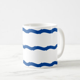 Caneca De Café Padrão náutico das ondas brancas azuis
