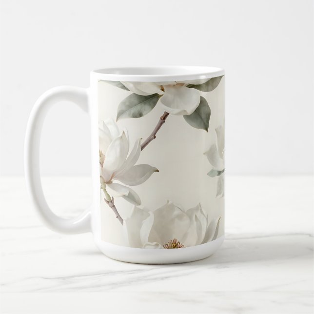 Caneca De Café Padrão Neutro Suave Flor de Magnólia (Esquerda)