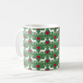 Caneca De Café Padrão Nórdico de Reenas e Corações