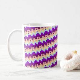 Caneca De Café Padrão Ondulado Retro Groovy Roxo e Amarelo