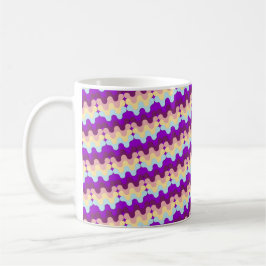 Caneca De Café Padrão Ondulado Retro Groovy Roxo e Amarelo
