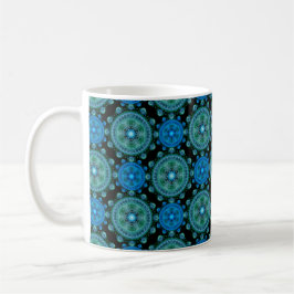 Caneca De Café Padrão oriental verde azul-fractal