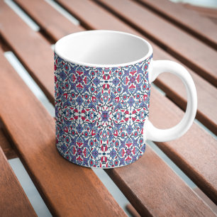 Caneca De Café Padrão Ornamental de Azulejo Turco