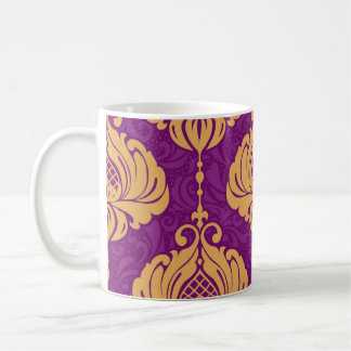 Caneca De Café Padrão Ornamental Vintage Damask.