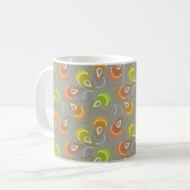 Caneca De Café padrão Paisley. (Frente Esquerda)