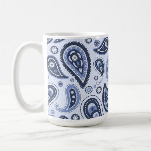 Caneca De Café Padrão Paisley Azul