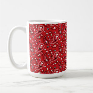 Caneca De Café Padrão Paisley com Fundo Vermelho-23214