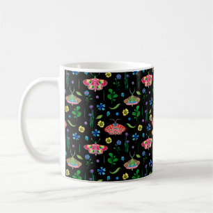 Caneca De Café Padrão perfeito brilhante com borboleta multicolo
