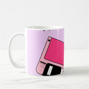 Caneca De Café Padrão perfeito com disquete colorido em vapor