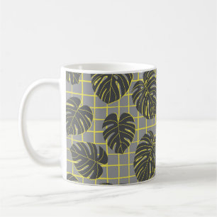 Caneca De Café Padrão perfeito de abstrato de colheita com cinza