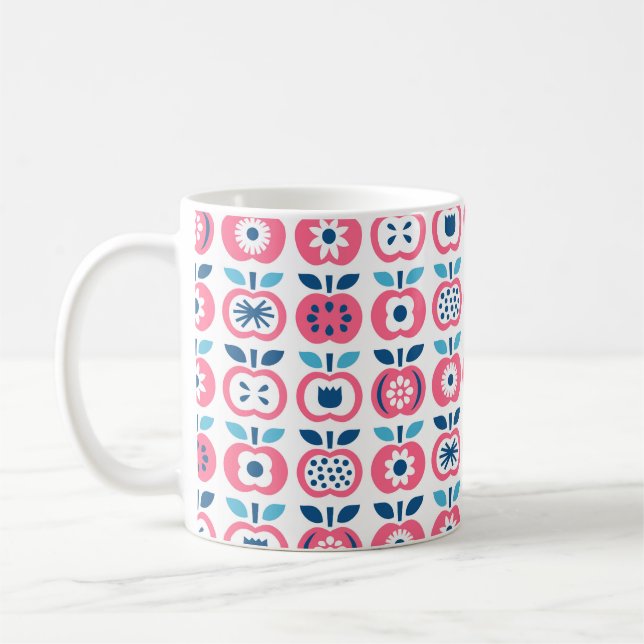 Caneca De Café Padrão perfeito de maçã. Conjunto de aplicação ret (Esquerda)