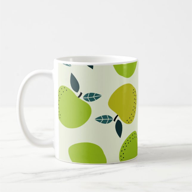 Caneca De Café Padrão perfeito de maçã. ilustração do tema de fru (Esquerda)