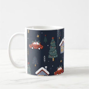 Caneca De Café Padrão perfeito de Natal com árvore de natal, ca