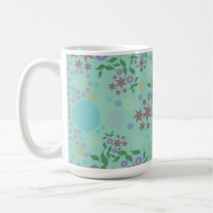 Caneca De Café Padrão Personalizado de Flores e Folhas Kidcore Co