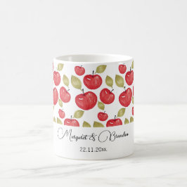 Caneca De Café Padrão Personalizado de Maçã Aquarela Pintado à Mã