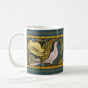 Caneca De Café Padrão Pombo Peixe Art Nouveau Antigo Verneuil