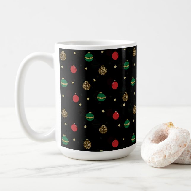 Caneca De Café Padrão Preto de Balas de Enfeites de natal Único (Com Donut)