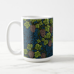 Caneca De Café Padrão Preto de Videira de Uva Sem Costura de Will