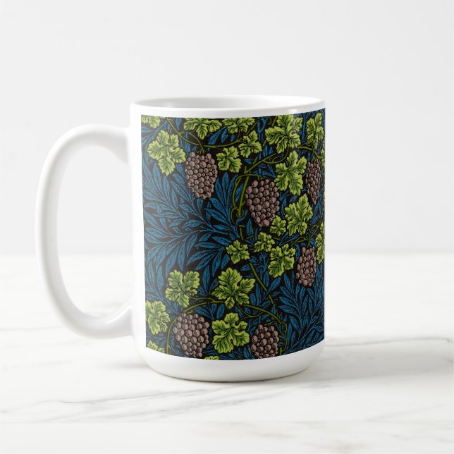 Caneca De Café Padrão Preto de Videira de Uva Sem Costura de Will (Esquerda)