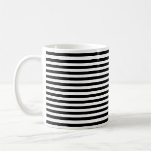 Caneca De Café Padrão Preto e Branco - Pequena Faixa Horizontal
