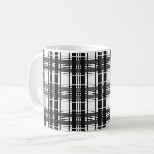 Caneca De Café padrão preto e branco xadrez geometria tartan