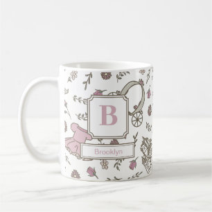 Caneca De Café Padrão Princesa Rosa Monograma