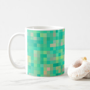 Caneca De Café Padrão Quadrado Multicolorido