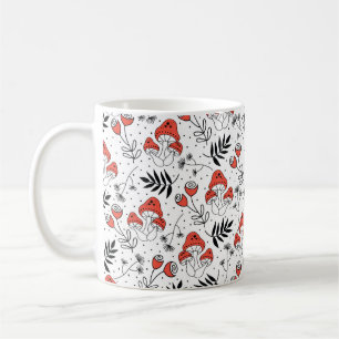 Caneca De Café Padrão repetido de fungos de cogumelo sem costura