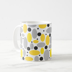 Caneca De Café padrão retrô de feijão cinza amarelo para decoraçã