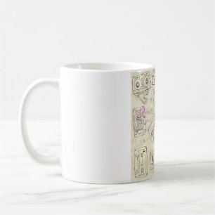 Caneca De Café Padrão Retro de Fita Cassete Mistura Nostálgica do