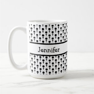 Caneca De Café Padrão Retroativo Branco e Preto Personalizado