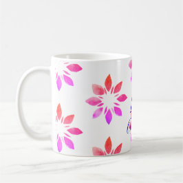 Caneca De Café Padrão Retroativo da Aquarela Floral Monograma Ros