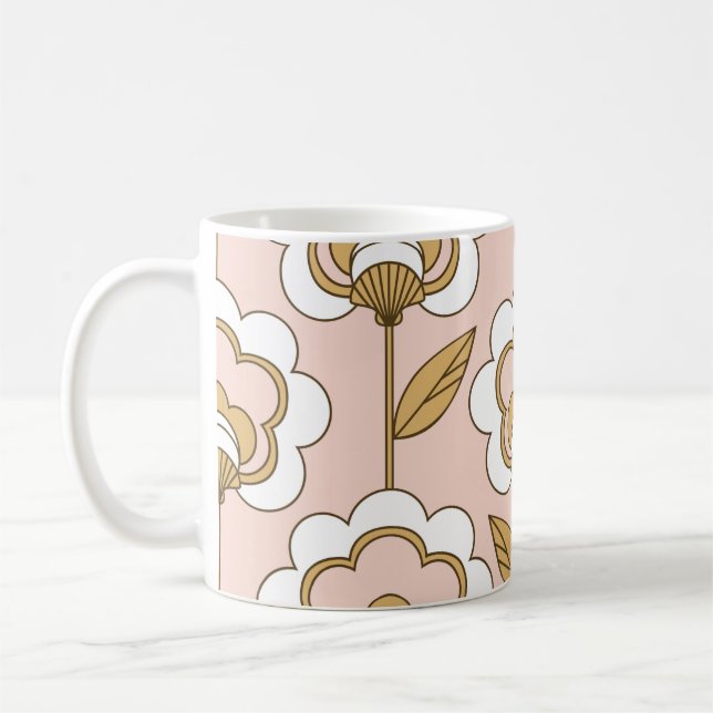 Caneca De Café Padrão retrorfloral sem costura (Esquerda)